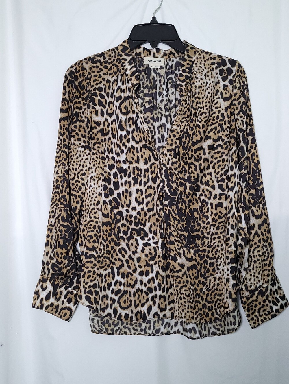 ZADIG & VOLTAIRE Women's Tink Leopard Print Satin Long Sleeve Blouse XS